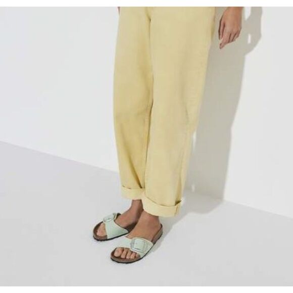 Birkenstock Madrid Big Buckle Matcha Green Nubuck Leather Slide Sandals EU40 NIB - Picture 13 of 14